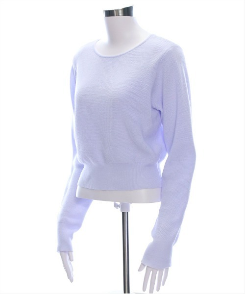 CLEAR BASIC（クリアベーシック）の「ボートネックベーシックニットトップス[春ニット オフィスカジュアル 着回し抜群 大人 カジュアル]（ニット/セーター・レディース・ブラック/ミント/ラベンダー/オフホワイト・F）」の9枚目の写真