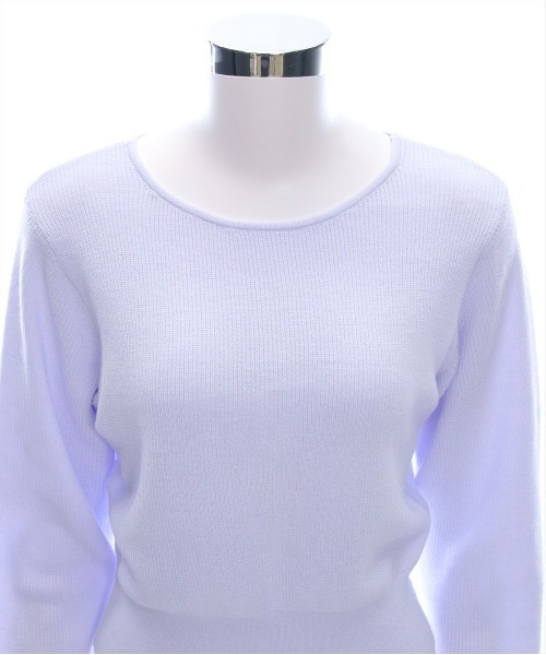 CLEAR BASIC（クリアベーシック）の「ボートネックベーシックニットトップス[春ニット オフィスカジュアル 着回し抜群 大人 カジュアル]（ニット/セーター・レディース・ブラック/ミント/ラベンダー/オフホワイト・F）」の13枚目の写真
