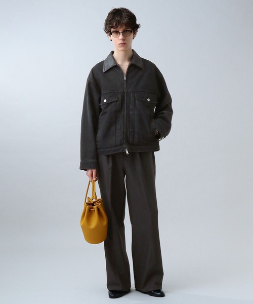LURAKU（ルラク）の「【LURAKU】Leather Collar Zip-Up Denim