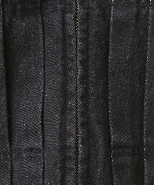 LURAKU 襟レザージップアップデニムジャケット LURAKU】Leather Collar Zip-Up Denim Jacket / 襟レザージップ