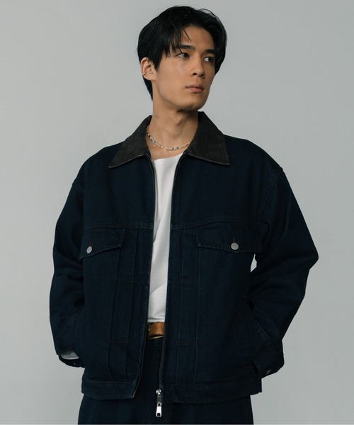 DIESEL デニムジャケット レザー襟 レザー襟デニムジャケット | yunora