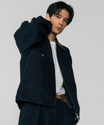 LURAKU（ルラク）の「【LURAKU】Leather Collar Zip-Up Denim Jacket / 襟レザージップアップデニムジャケット｜SETUP対応（デニムジャケット）」