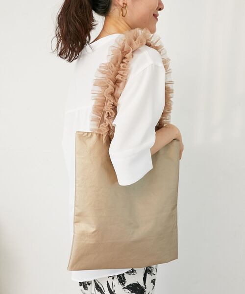 le.coeur blanc（ルクールブラン）の「チュールハンドルトート（トートバッグ・レディース・ブラック/ベージュ・FREE）」の4枚目の写真