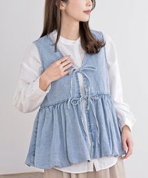 rps | 裾バルーン前リボンデニムベスト(ベスト)