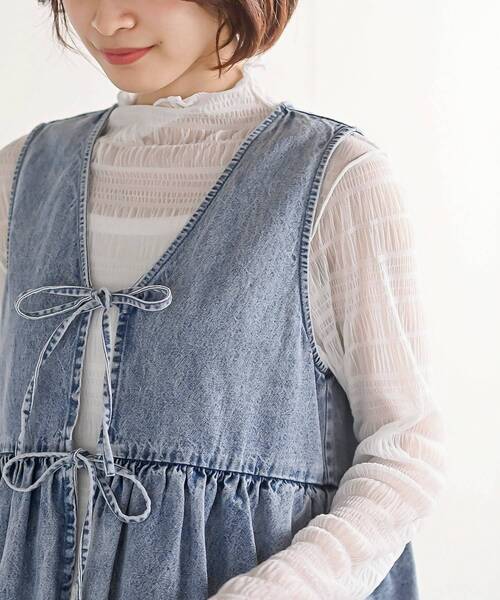 rps(アールピーエス)の「裾バルーン前リボンデニムベスト(ベスト・レディース・ブラック/サックスブルー/ブルー・フリー)」の22枚目の写真