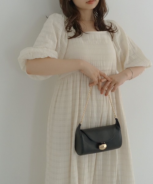 今期自由区✳︎シアーラミーローンフレンチスリーブ ワンピース38✳︎ベージュ L】ポリエステル強撚スムース 幾何学プリント フレンチスリーブ