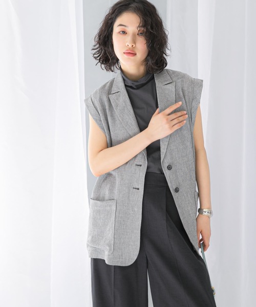 URBAN RESEARCH ROSSO WOMEN（アーバンリサーチ　ロッソ）の「リネンミドルジレ（ベスト・レディース・ブラック系その他・FREE）」の3枚目の写真