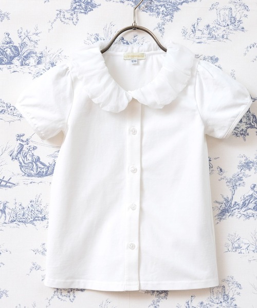 RIE　ふんわりブラウス ふんわりえりのブラウス(半袖(80-130cm)（シャツ/ブラウス