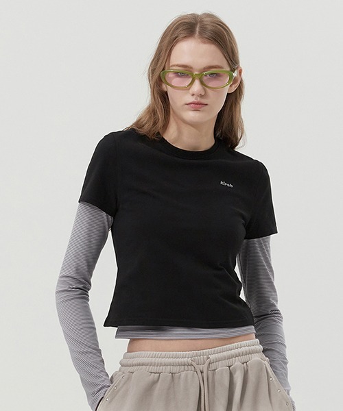 tシャツ KIRSH STRIPE LAYERED T-SHIRT 2PACK キルシー ストライプ レイヤード Tシャツ レディース KIRSH STRIPE LAYERED T-SHIRT 2PACK キルシー ストライプ