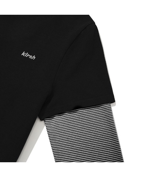 [KIRSH] STRIPE LAYERED T-SHIRT 2PACK★Tシャツ MUSINSA公式 | KIRSH Striped Layered T-Shirt Two Pack [Black]