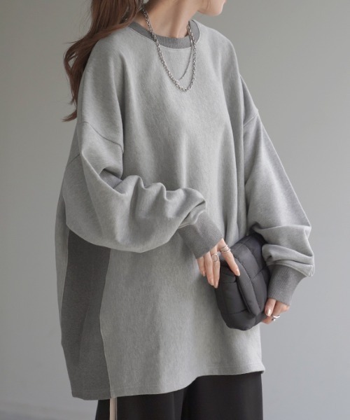 HUG.U（ハグユー）の「オーバーサイズスウェット（スウェット・レディース・ライトグレー/グリーン/ダークグレー/オレンジ/イエロー/ブラック/ライトピンク/ライトブルー/アイボリー/ブルー・FREE）」の3枚目の写真