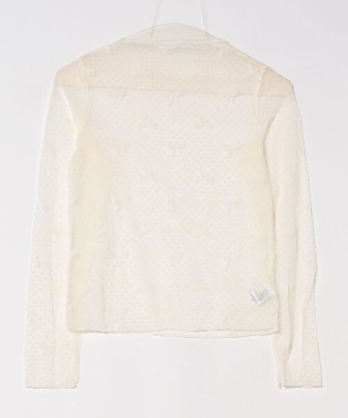 HOOK(フック)の「【HOOK】for girls リボン柄ダイヤチェックドットシアートップス (SS)(Tシャツ/カットソー・レディース・ブラック/ホワイト/ベージュ・FREE)」の3枚目の写真