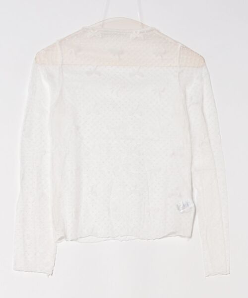 HOOK(フック)の「【HOOK】for girls リボン柄ダイヤチェックドットシアートップス (SS)(Tシャツ/カットソー・レディース・ブラック/ホワイト/ベージュ・FREE)」の11枚目の写真