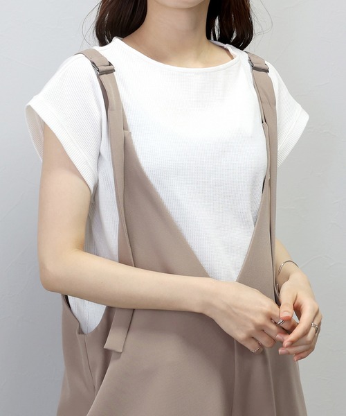 Aletta vita（アレッタビータ）の「ボートネックワッフルスクエアプルオーバー（Tシャツ/カットソー・レディース・ネイビー/ブラック/オフホワイト・FREE）」の6枚目の写真