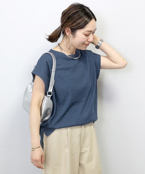 Aletta vita（アレッタビータ）の「ボートネックワッフルスクエアプルオーバー（Tシャツ/カットソー・レディース・ネイビー/ブラック/オフホワイト・FREE）」の11枚目の写真