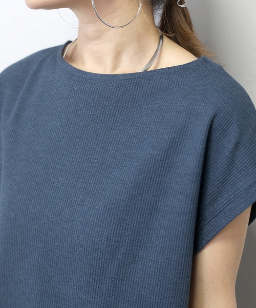 Aletta vita（アレッタビータ）の「ボートネックワッフルスクエアプルオーバー（Tシャツ/カットソー・レディース・ネイビー/ブラック/オフホワイト・FREE）」の14枚目の写真
