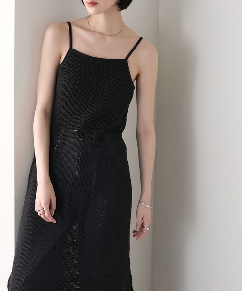 forksy.（フォルクシー）の「【forksy.】カップ付き メッシュ キャミワンピース（ワンピース・レディース・オフホワイト/ブラック・FREE）」の2枚目の写真