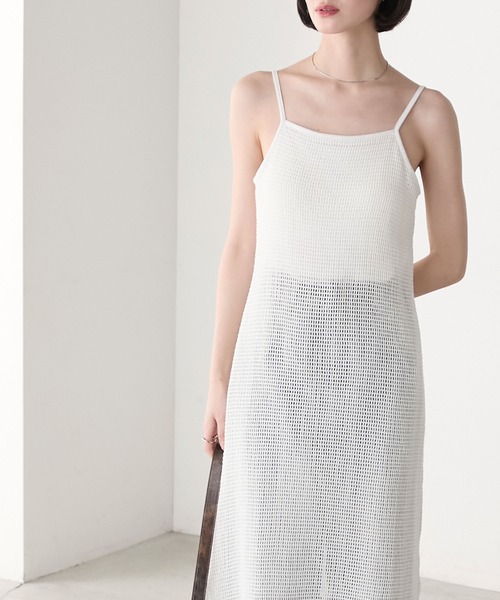 forksy.（フォルクシー）の「【forksy.】カップ付き メッシュ キャミワンピース（ワンピース・レディース・オフホワイト/ブラック・FREE）」の12枚目の写真