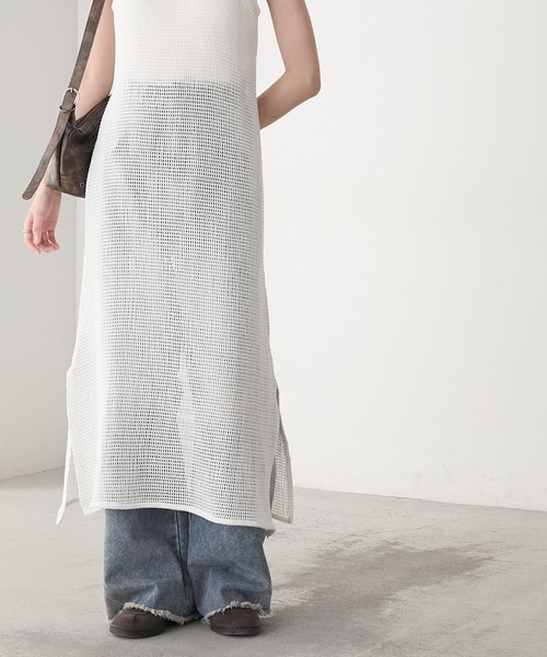 forksy.（フォルクシー）の「【forksy.】カップ付き メッシュ キャミワンピース（ワンピース・レディース・オフホワイト/ブラック・FREE）」の14枚目の写真