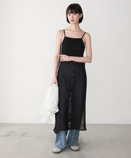 forksy.（フォルクシー）の「【forksy.】カップ付き メッシュ キャミワンピース（ワンピース・レディース・オフホワイト/ブラック・FREE）」の19枚目の写真
