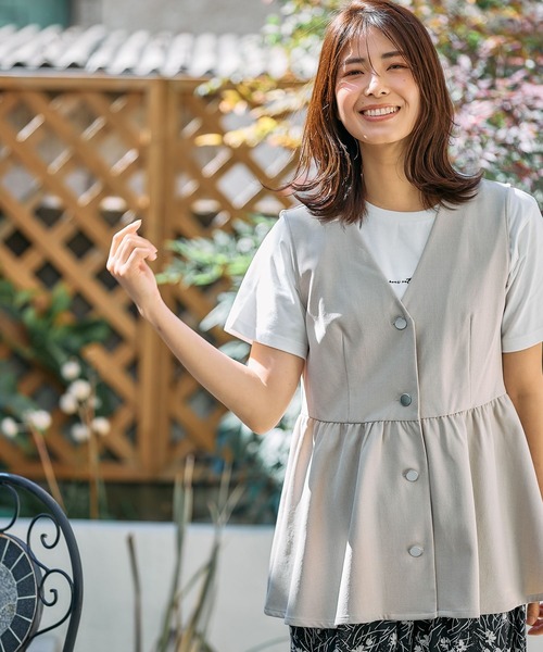 FOUND GOOD（ファウンドグッド）の「ペプラムベスト（ベスト・レディース・グレー系8/イエロー系2/アイボリー/ブラック・S/M/L）」の20枚目の写真