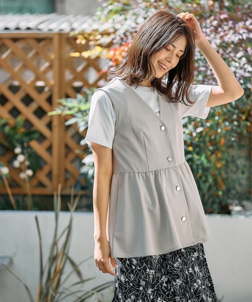 FOUND GOOD（ファウンドグッド）の「ペプラムベスト（ベスト・レディース・グレー系8/イエロー系2/アイボリー/ブラック・S/M/L）」の19枚目の写真