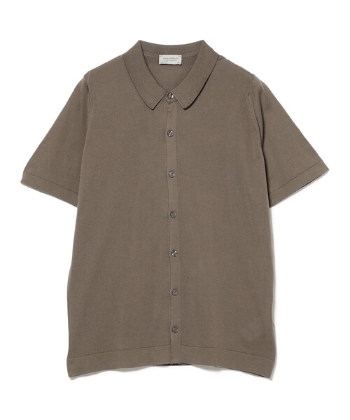JOHN SMEDLEY / FOLKE コットン フロントオープン ニットポロシャツ 