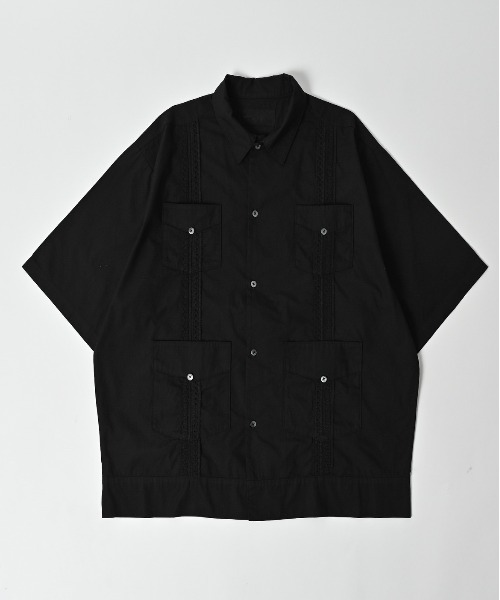 ADAM PATEK(アダムパテック)の「【ADAMPATEK/アダムパテック】overdyed cuban shirt/製品染めキューバシャツ(シャツ/ブラウス・メンズ・チャコールグレー/ブラック・2/1)」の2枚目の写真