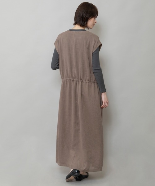 関送込★MONCLER★ウエスト ドローストリング ワンピース 速乾性】【通気性】【防シワ】麻調メッシュドローストリング