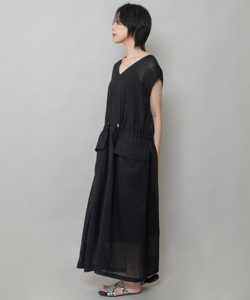 ◆MONCLER◆ ドローストリング ミディドレス セール】【速乾性】【通気性】【防シワ】麻調メッシュドロー