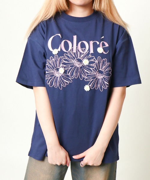 セール】《フラワー刺しゅう×ロゴ映え》ルーズTシャツ（Tシャツ