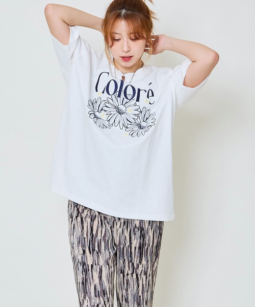 セール】花モチーフ刺しゅうTシャツ（Tシャツ/カットソー