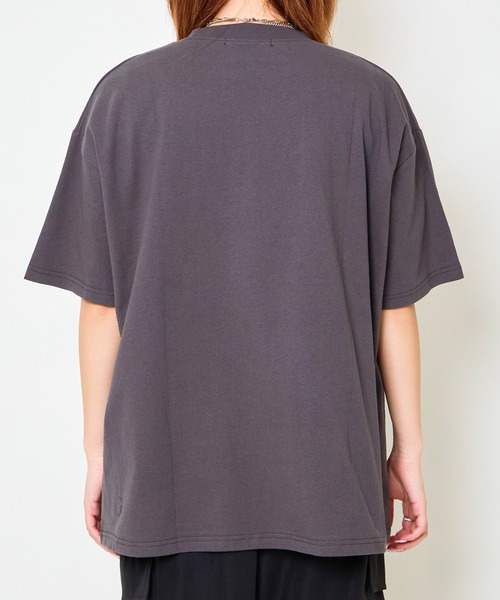 【新品】定価17,380円　チュールフラワーデザインtシャツ　グレー　F セール】《フラワー刺しゅう×ロゴ映え》ルーズTシャツ（Tシャツ
