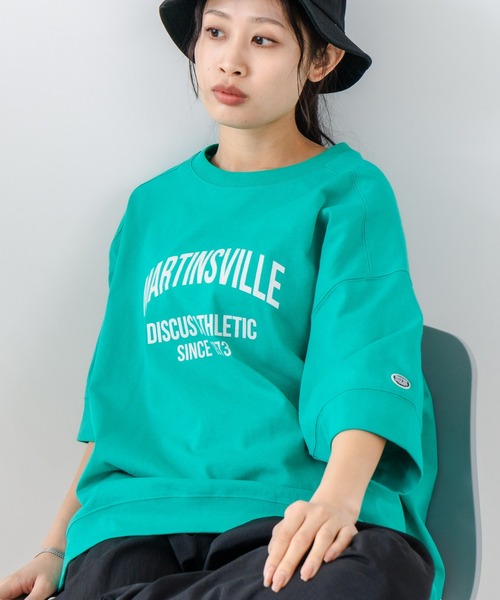 DISCUS(ディスカス)の「【DISCUS/ディスカス】ヘビーウェイトロゴBIGTシャツ(Tシャツ/カットソー・レディース・オフホワイト/グリーン/レッド/チャコールグレー/ブラック/ブルー・LARGE/MEDIUM)」の4枚目の写真