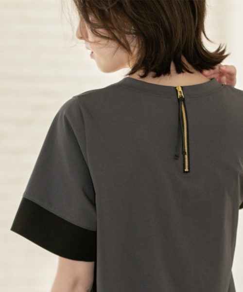 OPAQUE.CLIP(オペークドットクリップ)の「ペプラム切替ドッキングトップス【洗濯機洗い可】(Tシャツ/カットソー・レディース・ブラック/チャコール/ベージュ系4/ホワイト・00)」の6枚目の写真