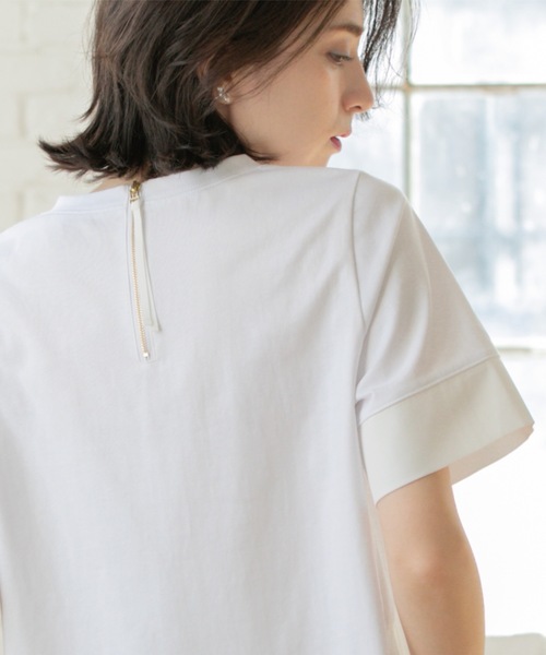 OPAQUE.CLIP(オペークドットクリップ)の「ペプラム切替ドッキングトップス【洗濯機洗い可】(Tシャツ/カットソー・レディース・ブラック/チャコール/ベージュ系4/ホワイト・00)」の22枚目の写真