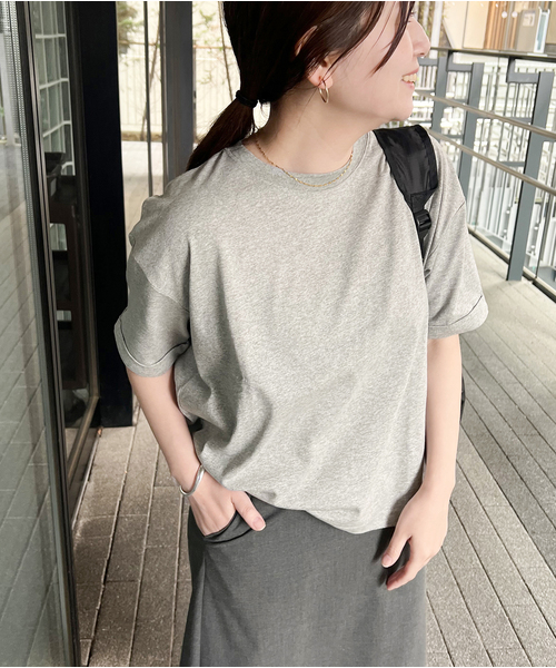 JOURNAL STANDARD（ジャーナルスタンダード）の「《追加》汗ジミ防止天竺ビッグT（Tシャツ/カットソー・レディース・ホワイト/ベージュ/ブラック系その他/チャコールグレー・FREE）」の4枚目の写真