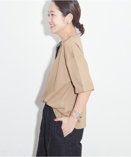 JOURNAL STANDARD（ジャーナルスタンダード）の「《追加》汗ジミ防止天竺ビッグT（Tシャツ/カットソー・レディース・ホワイト/ベージュ/ブラック系その他/チャコールグレー・FREE）」の7枚目の写真