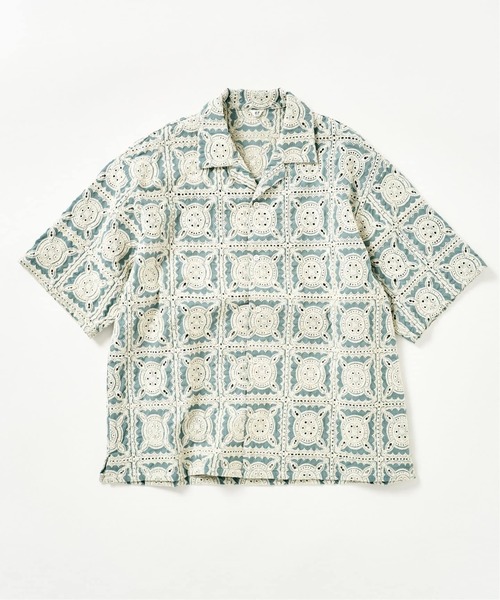 417 EDIFICE（フォーワンセブンエディフィス）の「スクエア エンブロイダリー シャツ（シャツ/ブラウス・メンズ・ホワイト系その他/グリーン/ブルー/エメラルドブルー・MEDIUM/LARGE）」の3枚目の写真