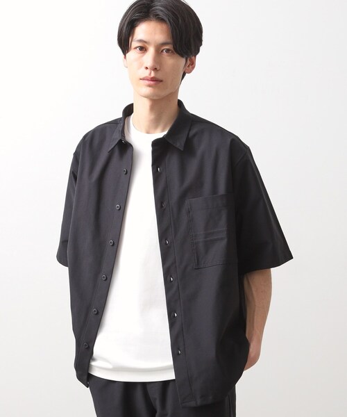 THE SHOP TK （ザ ショップ ティーケー ）の「パーフェクテックツイル5分袖シャツ【セットアップ可/吸水速乾/UVカット/アンチピリング】（シャツ/ブラウス・メンズ・チャコールグレー/ブラック・03/02/04）」の11枚目の写真