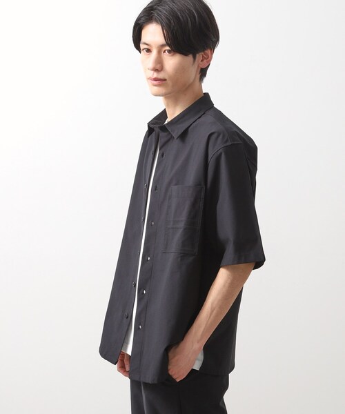 THE SHOP TK （ザ ショップ ティーケー ）の「パーフェクテックツイル5分袖シャツ【セットアップ可/吸水速乾/UVカット/アンチピリング】（シャツ/ブラウス・メンズ・チャコールグレー/ブラック・03/02/04）」の12枚目の写真