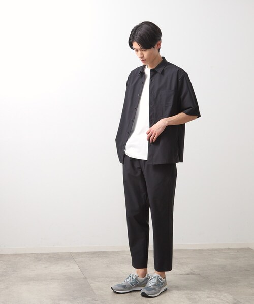 THE SHOP TK （ザ ショップ ティーケー ）の「パーフェクテックツイル5分袖シャツ【セットアップ可/吸水速乾/UVカット/アンチピリング】（シャツ/ブラウス・メンズ・チャコールグレー/ブラック・03/02/04）」の14枚目の写真