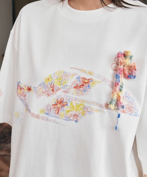 リ*カ様 45R 45RPM アート フラワー プリント Tシャツ ワイド ドル 45R（フォーティファイブアール）の「ギマニットのフラワー