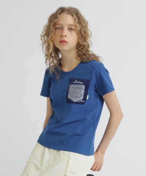 AVIREX(アヴィレックス)の「MILITARY ORGANDY POCKET T-SHIRT/ミリタリーオーガンジーポケットTシャツ(Tシャツ/カットソー・レディース・チャコールグレー/ブルー/オフホワイト・S/M/L)」の1枚目の写真