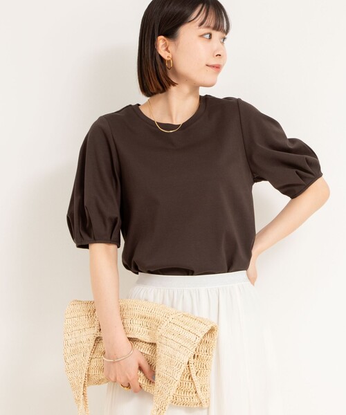 新品　NOLLEY'S　フレアカットソー ドットシアーパフスリーブカットソー（5-0290-3-03-001