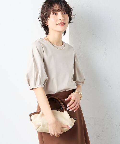 NOLLEY’S（ノーリーズ）の「高機能 LA＋スムース5分袖プルオーバーカットソー（Tシャツ/カットソー・レディース・ホワイト/ブルー/ベージュ/チャコールグレー/ネイビー/ダークブラウン/レッド・36/38）」の14枚目の写真