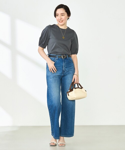 NOLLEY’S（ノーリーズ）の「高機能 LA＋スムース5分袖プルオーバーカットソー（Tシャツ/カットソー・レディース・ホワイト/ブルー/ベージュ/チャコールグレー/ネイビー/ダークブラウン/レッド・36/38）」の16枚目の写真