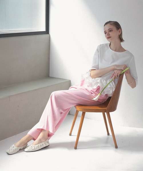 MERAKI（メラキ）の「5分袖裾フリルブラウス（シャツ/ブラウス・レディース・ブラック/ホワイト/ピンク・FREE）」の16枚目の写真