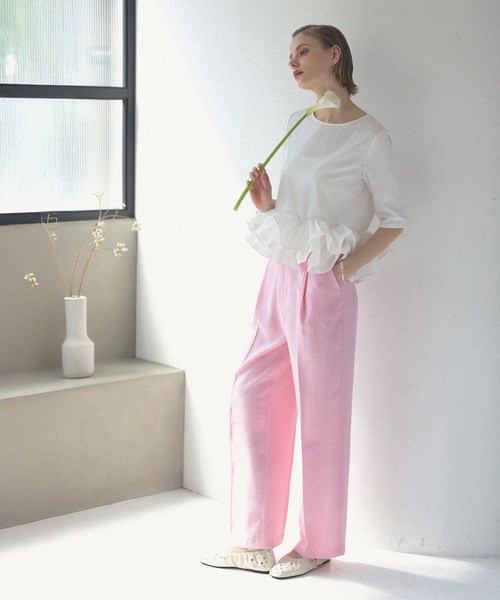 MERAKI（メラキ）の「5分袖裾フリルブラウス（シャツ/ブラウス・レディース・ブラック/ホワイト/ピンク・FREE）」の20枚目の写真