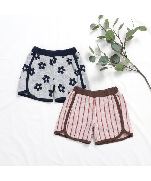 美品★ジャンポールゴルチエ 花柄 ストレッチ ハーフパンツ ハーフレギンス40 セール】【リンク】フラワー・ストライプ柄パイルハーフパンツ